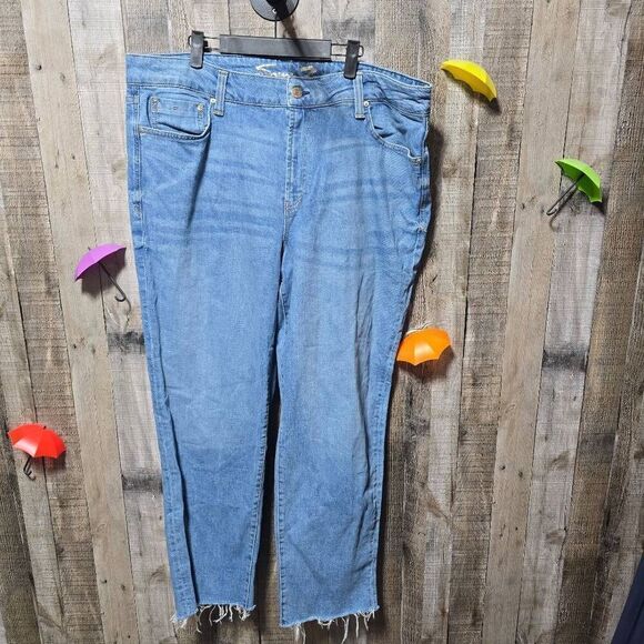 5/$25 Seven7 Marilyn Boyfriend Raw Hem Jeans Plus Size - Picture 1 of 5